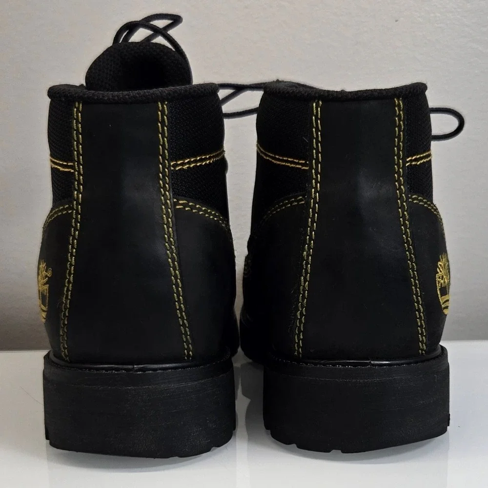 Timberland Waterproof Boots Mens 7 Black Campsite Chukka Leather Canvas Workwear